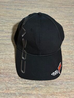 Corvette Embroidered Flag Black Baseball Cap